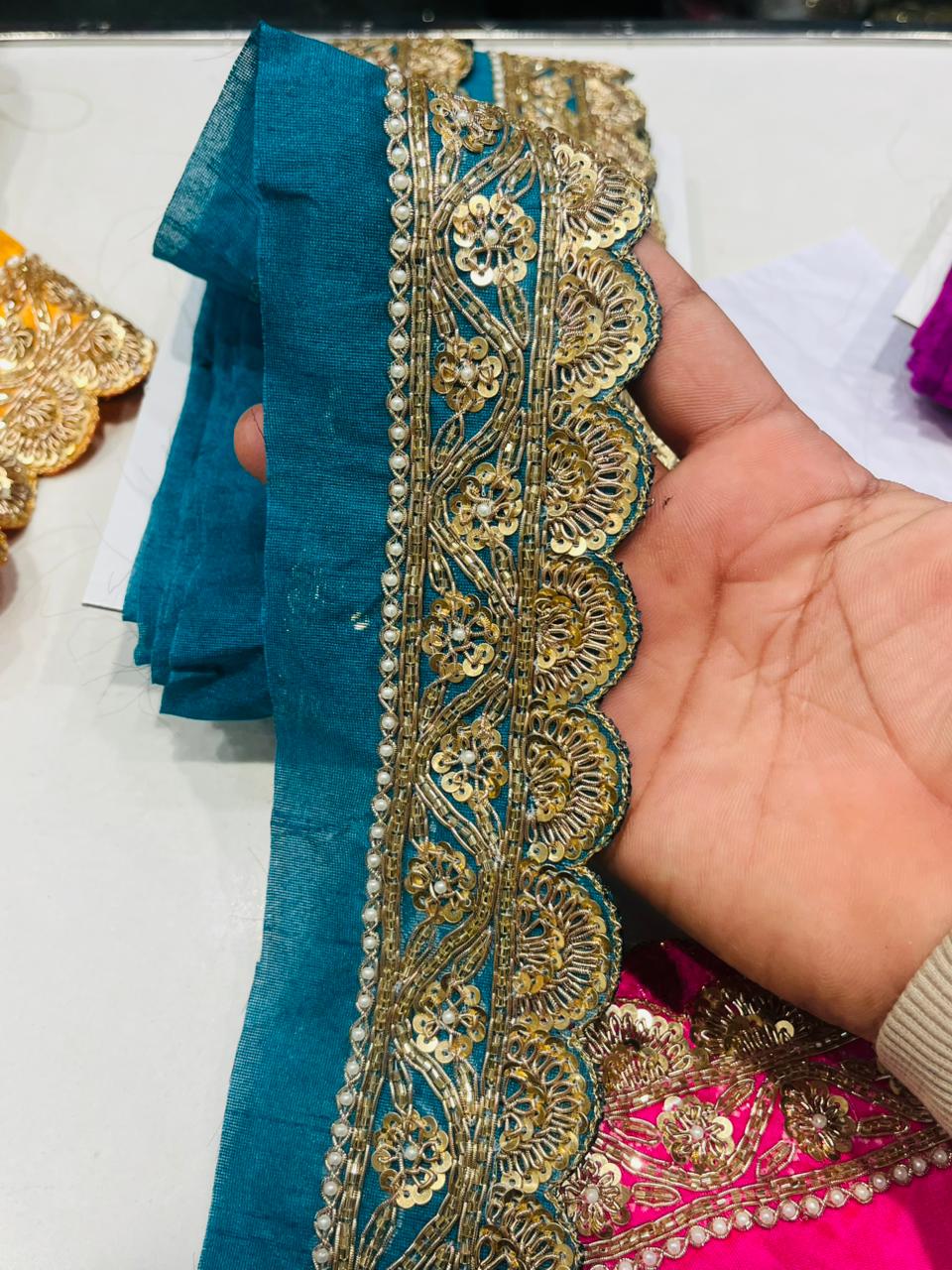 K.R KASAT - Teal Fabric Lace